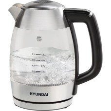 Чайник HYUNDAI HYK-G9408 1.9л. 2200Вт черный/серебристый (стекло)