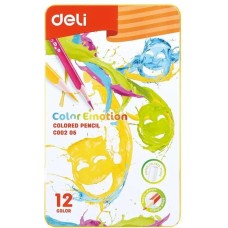 DELI Карандаши Color Emotion EC00205 EC00205, липа, 12 цв., коробка металлическая