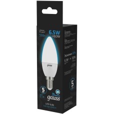 GAUSS Упаковка ламп LED E14, свеча, 6.5Вт, 103101307, 10 шт