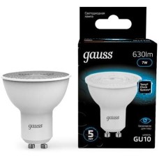GAUSS Лампа LED GU10, рефлектор, 7Вт, 101506307, 10 шт
