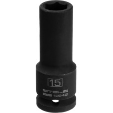 STELS Головка ударная удлиненная шестигранная, 15 мм, 1/2, CrMo 13942