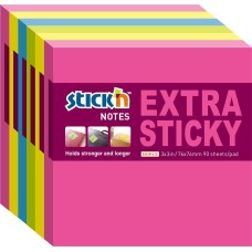 STICK`N Блок самоклеящийся бумажный Extra Sticky 21679 76x76мм 90лист. 70г/м2 неон ассорти (упак.:6шт)