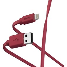 HAMA Кабель 00187233 USB (m)-Lightning (m) 1м красный плоский