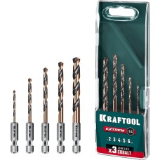 KRAFTOOL НЕХ-1/4″, 5 шт, набор сверл по металлу для винтовёртов и шуруповертов IMPACT READY (29652-H5)