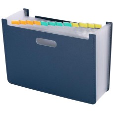 DELI Папка с 13 прозр.вклад. 63951DK-BLUE A4 полипропилен темно-синий с ручками 330x20x235мм