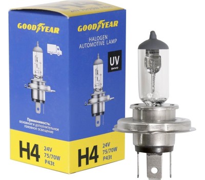 Лампа галогенная GOODYEAR GY014240 лампа галогенная автомобильная Н4 24V 75/70W P43t