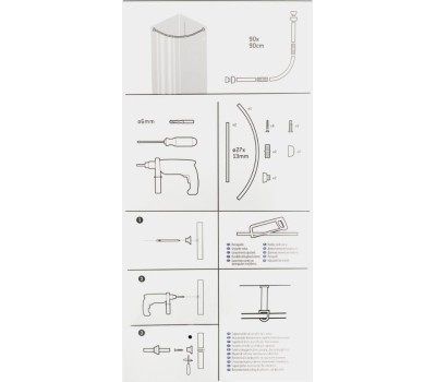 Карниз в ванную GFMARK 100013 Карниз в ванную угловой 1600мм , закруглённый хромированный из алюминия , овальная труба