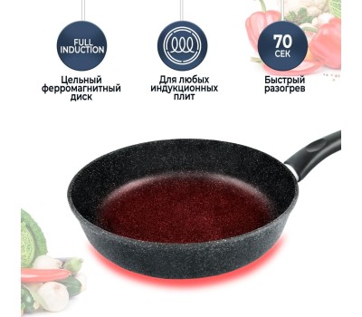 Сковорода НЕВА МЕТАЛЛ ПОСУДА L18128i а/пр литая 28см индукция Гранит 550000521