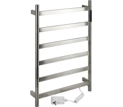 Полотенцесушитель электрический KRAFTTE 44044 ХРОМ, матовый, ЛЕСЕНКА, 480 х 730 х 90 мм, на 6 перекладин, 75 W, 220V / 50 Hz, из нержавеющей стали, с