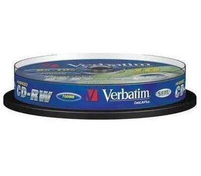 VERBATIM Оптический диск CD-RW 700МБ 12x, 10шт., cake box [43480]