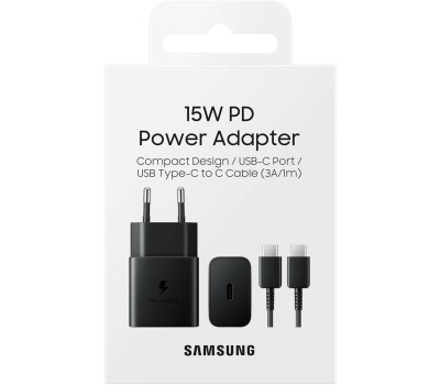 СЗУ SAMSUNG Сетевое зарядное устройство EP-T1510X, USB-C, 15Вт, 2A, черный [ep-t1510xbegru]