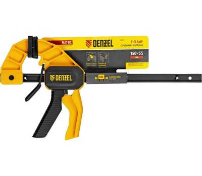 Струбцина DENZEL Струбцина F-образная, быстрозажимная, 150 х 55 мм, усиленный нейлоновый корпус 20501
