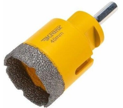 KRANZ Коронка алмазная профессиональная по керамограниту и железобетону М14, вакуумное спекание, 45мм, для УШМ