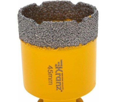 KRANZ Коронка алмазная профессиональная по керамограниту и железобетону М14, вакуумное спекание, 45мм, для УШМ