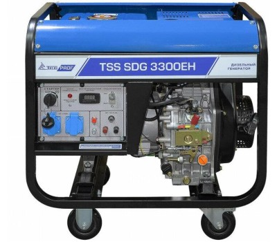 Генератор ТСС Дизельный генератор SDG 3300EH, 220/12 В, 3.3кВт, на колёсах с АКБ [100044]