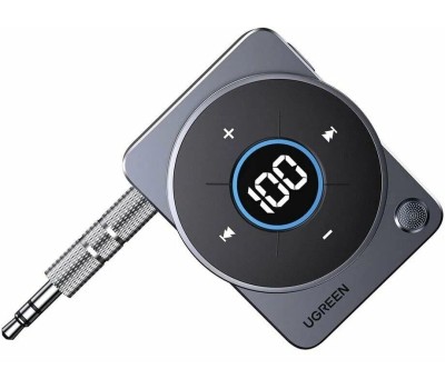 UGREEN Аудиоадаптер CM724 (35003) Car&Home Bluetooth 5.4 Receiver Audio Adapter со съемным металлическим штекером 3,5мм. Цвет: серый