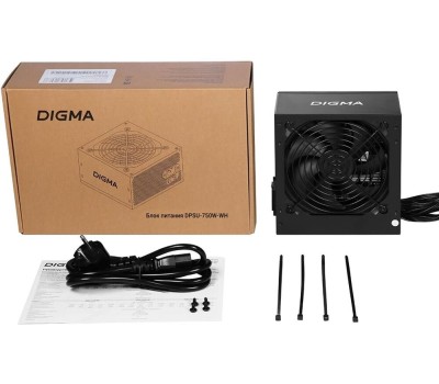 Блок питания DIGMA Блок питания DPSU-750W-WH, 750Вт, 80 PLUS WHITE, 120мм, черный, retail