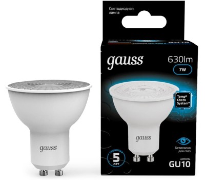 GAUSS Лампа LED GU10, рефлектор, 7Вт, 101506307, 10 шт