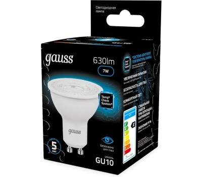 GAUSS Лампа LED GU10, рефлектор, 7Вт, 101506307, 10 шт