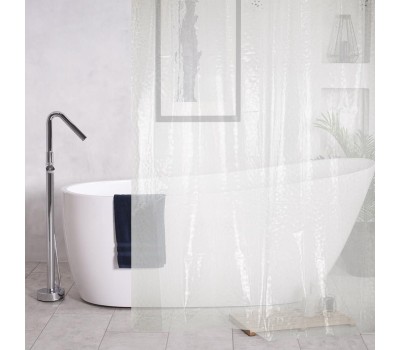 BRIMIX - Шторка для ванной комнаты виниловая ЭВА, с 3Д эффектом, камень, 12 прозрачных колец в комплекте 04-03