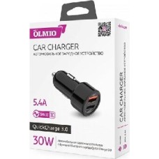 Автомобильное ЗУ OLMIO Автомобильное ЗУ 30W, 2xUSB, 5.4A, QC3.0+SMART IC (38718)