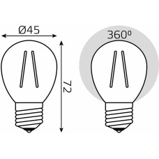 GAUSS Лампа филаментная E27, шар, 9Вт, одна шт. [105802109]