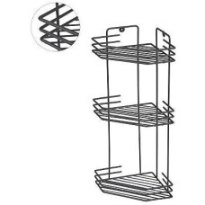 РЫЖИЙ КОТ Полка угловая трёхъярусная 20,5*20,5*52 см (термопластичное покрытие) графит (310870)