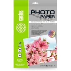 CACTUS Фотобумага CS-MSA412050 A4/120г/м2/50л./белый матовое самоклей. для струйной печати
