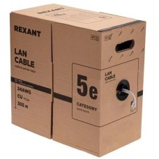 REXANT Кабель информационный 01-0143-R кат.5E F/UTP 4 пары 24AWG PVC внутренний 305м серый