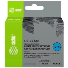 CACTUS Картридж струйный CS-CC641 №121XL черный (18мл) для HP DJ D1663/D2563/D2663/D5563/F2423/F2483 с чипом