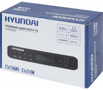 Ресивер DVB-T2 Hyundai H-DVB500 черный