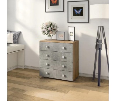 Комод БИТЕЛ ЛОФТ-4 Дуб крафт золотой/Бетон