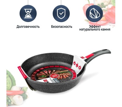Сковорода НЕВА МЕТАЛЛ ПОСУДА L18028i а/пр литая 28см съемн/руч индукция Гранит 550000526