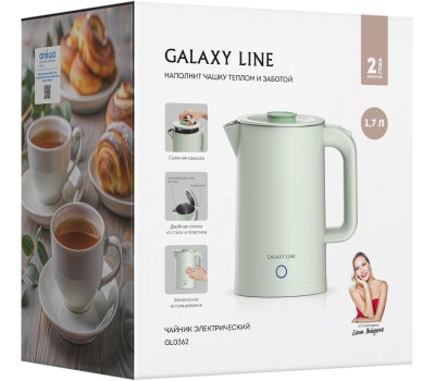 Чайник электрический GALAXY LINE GL 0362 light green (1,7л. металл/пластик)