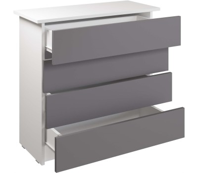 Модульная мебель МЕБЕЛЬ-КОМПЛЕКС ЛАЙТ Комод 4Я Белый/Серый шифер