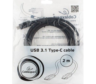 Cablexpert Кабель USB3.1 Type-C/USB3.1 Type-C, 2м, пакет (CCP-USB3.1-CMCM-2M)