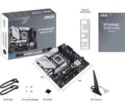 Материнская плата ASUS Материнская плата PRIME B760M-A WIFI, Socket LGA 1700, Intel B760, mATX, Ret