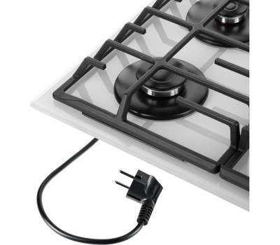Варочная панель газовая MAUNFELD Газовая варочная панель EGHG.64.6CW/G, 4 конфорки, закаленное стекло, белый