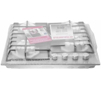 Варочная панель газовая MAUNFELD Газовая варочная панель EGHG.64.6CW/G, 4 конфорки, закаленное стекло, белый