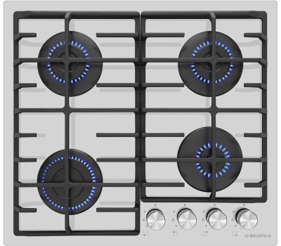 Варочная панель газовая MAUNFELD Газовая варочная панель EGHG.64.6CW/G, 4 конфорки, закаленное стекло, белый