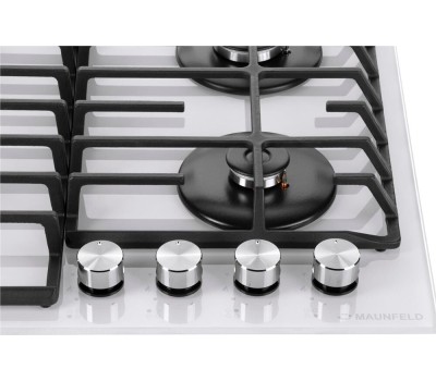 Варочная панель газовая MAUNFELD Газовая варочная панель EGHG.64.6CW/G, 4 конфорки, закаленное стекло, белый