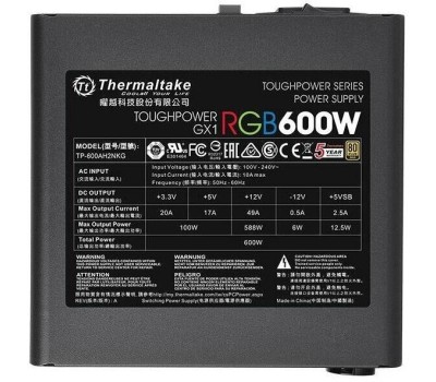 Блок питания THERMALTAKE Блок питания Toughpower GX1 RGB 600 PS-TPD-0600NHFAGE-1 600W, 80 Plus Gold
