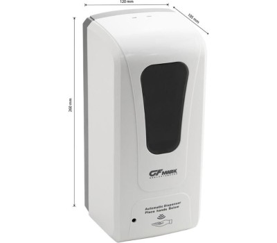 GFmark - Дозатор СЕНСОРНЫЙ, для жидкого МЫЛА, пластик АБС, БЕЛЫЙ, большой, с окошком, 1000 мл 716