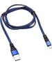 Дата-кабель REXANT (18-1163) Кабель REXANT USB-microUSB 1 м, плоский провод, синяя джинсовая оплетка
