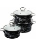 Набор посуды КМЗ Черный мрамор-1-Элит эмал. (3 предмета)