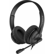 A4TECH Гарнитура HS-10, для контактных центров, накладные, проводные, черный / белый [hs-10/3.5mm plug/black]