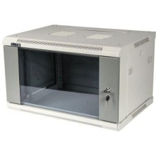 LANMASTER Шкаф коммутационный TWT-CBWPG-18U-6X6-GY настенный, стеклянная передняя дверь, 18U, 600x902x600 мм