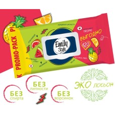 Салфетки влажные MASTER FRESH С0006287 ПРОМО Emily Style влаж салфетки Tropic ЭКОНОМ 100+20 штук упаковка с клапаном (+20% БЕСПЛАТ