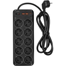 POWERCOM Сетевой фильтр SP-10 USB2A1СB 3,0м 3.0м (10 розеток) черный (коробка)