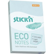 STICK`N Блок самоклеящийся бумажный ECO 21743 51x76мм 100лист. 60г/м2 пастель голубой